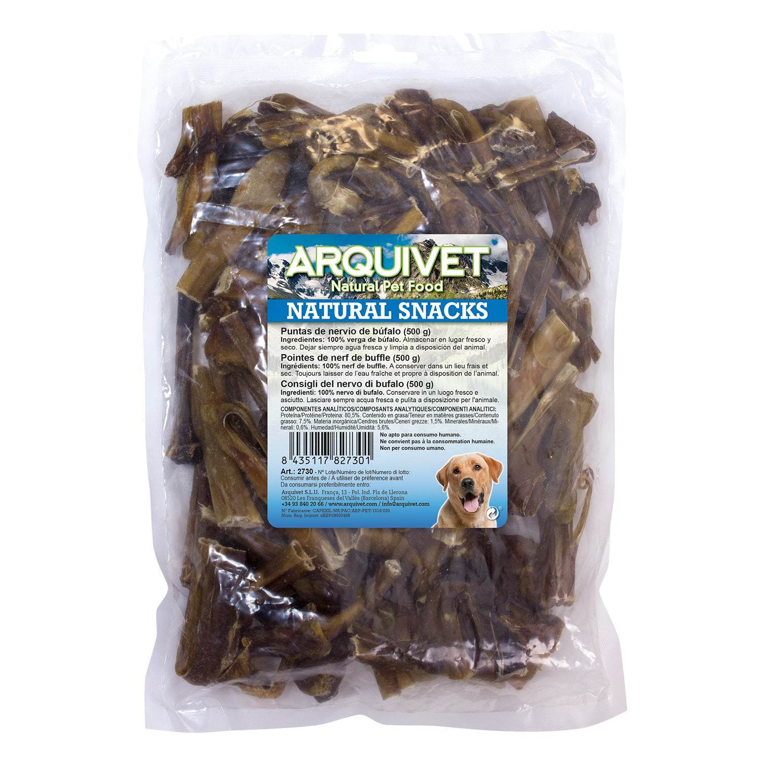 arquivet-dog-snacks-friandise-chien-tendons-de-buffle-500g image 1