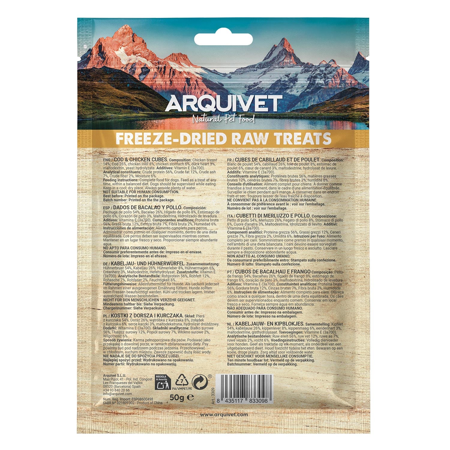 arquivet-freeze-dried-cube-friandise-chien-cabillaud-poulet-50g image 3