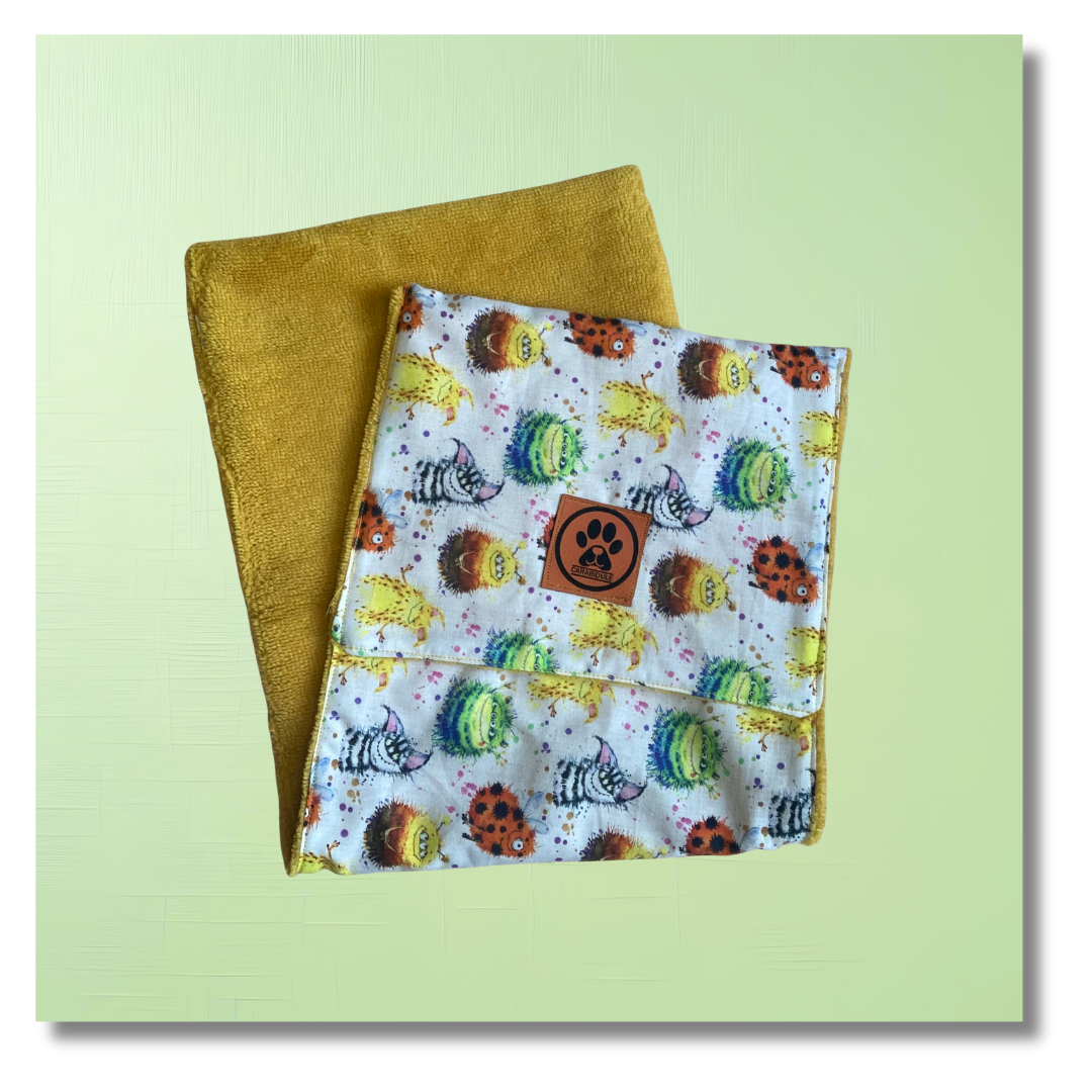 carabidule-serviettes-essuie-pattes-monsters-jaune-serviette-bambou image 2