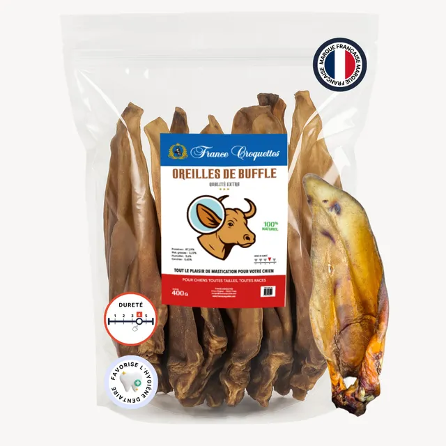 france-croquettes-friandises-oreilles-buffle-xxl-400g-prot-ines image 1