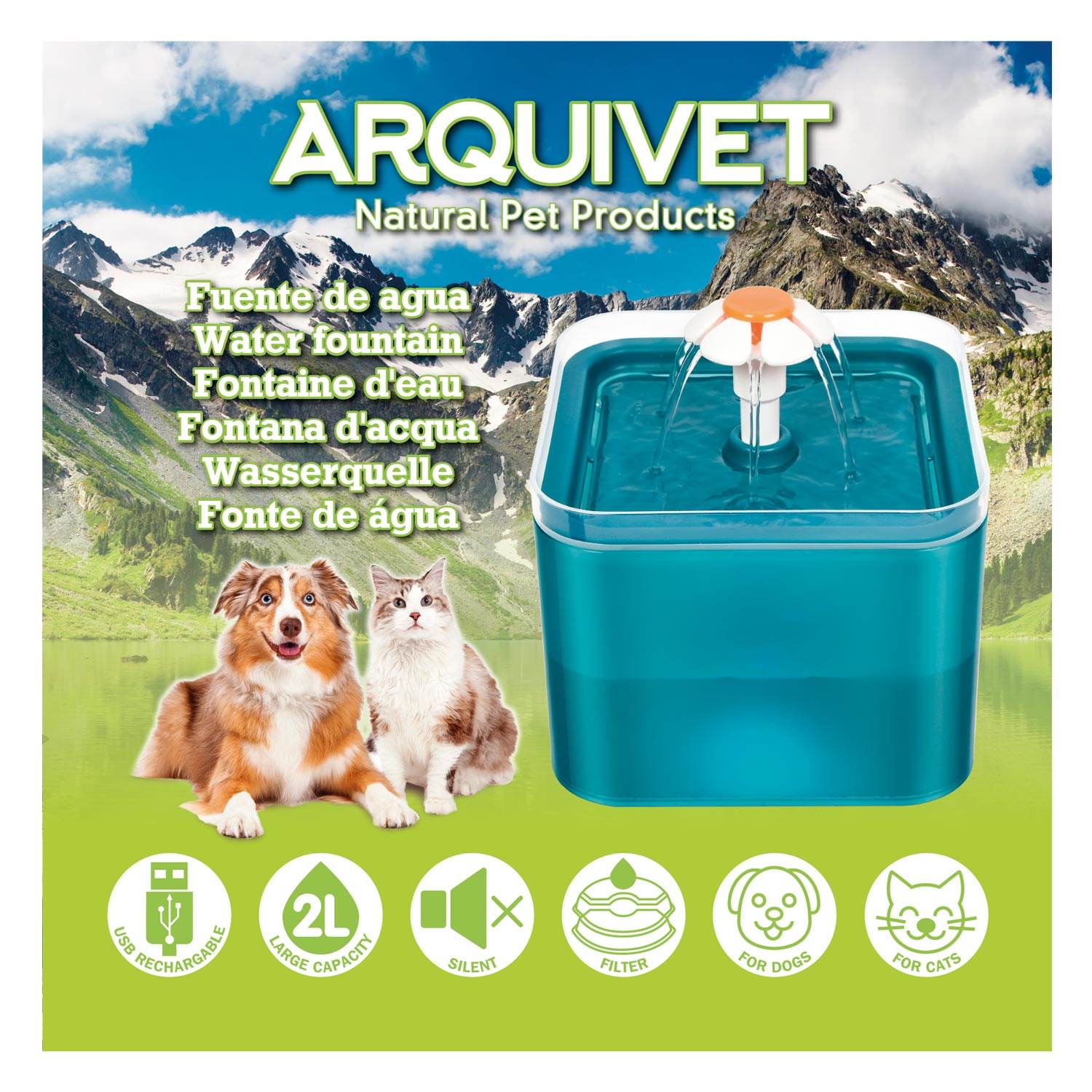 arquivet-fontaine-eau-chat-led-2-litres-filtre-charbon image 4