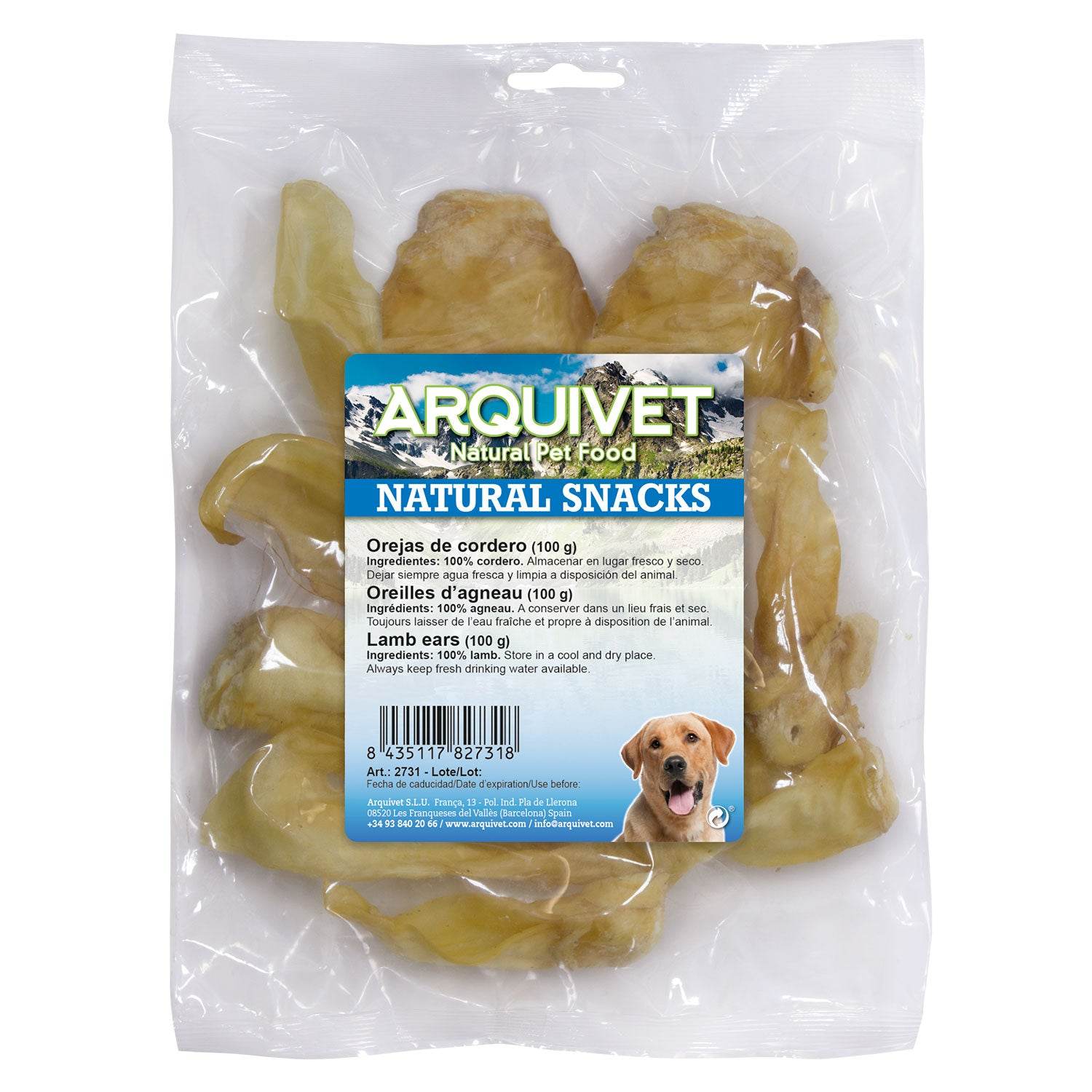 arquivet-snack-chien-oreille-agneau-naturel-100-g image 1