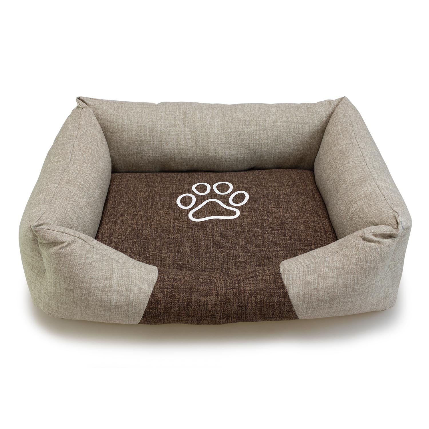 arquivet-panier-chien-carr-marron-beige-patte-70x55-cm image 1