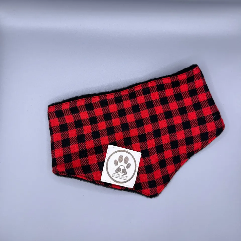 carabidule-les-douillets-carreaux-rouge-et-noir-bandana-polaire-m image 1