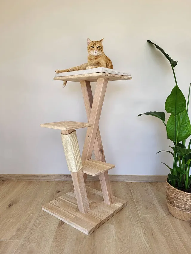 chat-perch-androsace-arbre-chat-bois-110cm-coussin-beige image 1