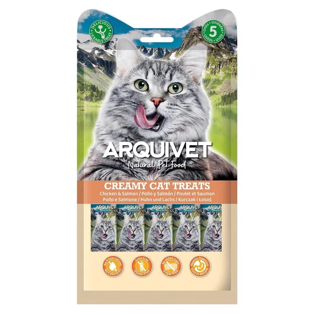 arquivet-creamy-poulet-saumon-5x14-g-friandise-chat-liquide image 1