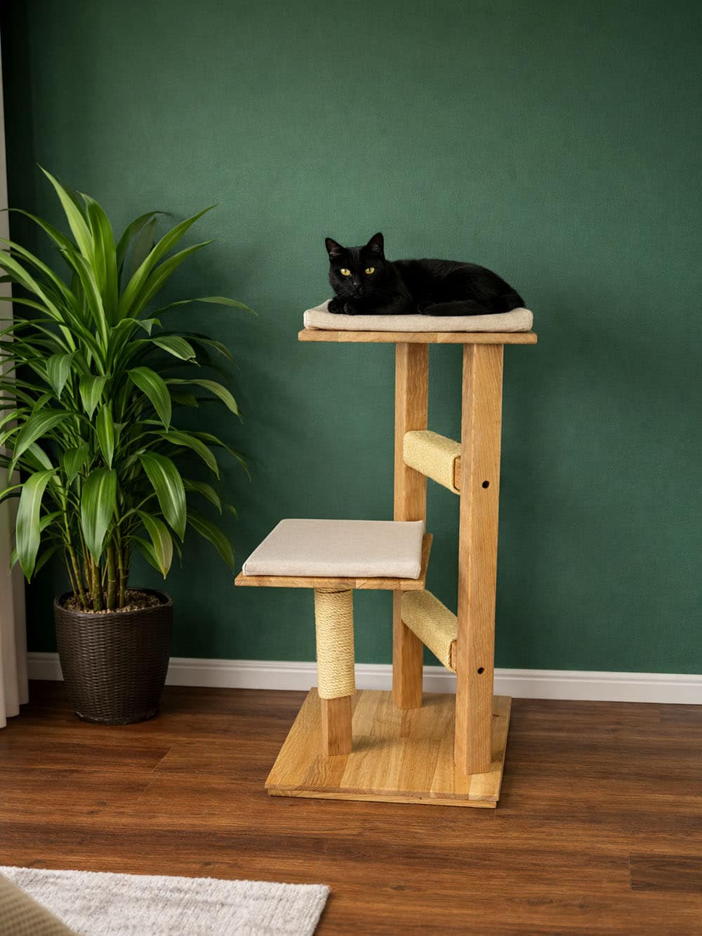 chat-perch-sakura-arbre-chat-bois-compact-petit-espace image 2
