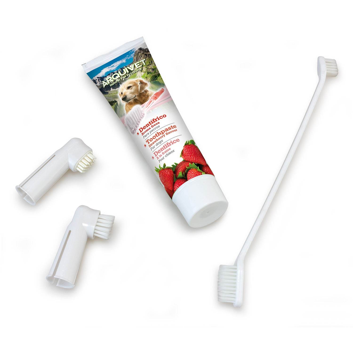 arquivet-kit-dentaire-chien-dentifrice-fraise-brosses image 3