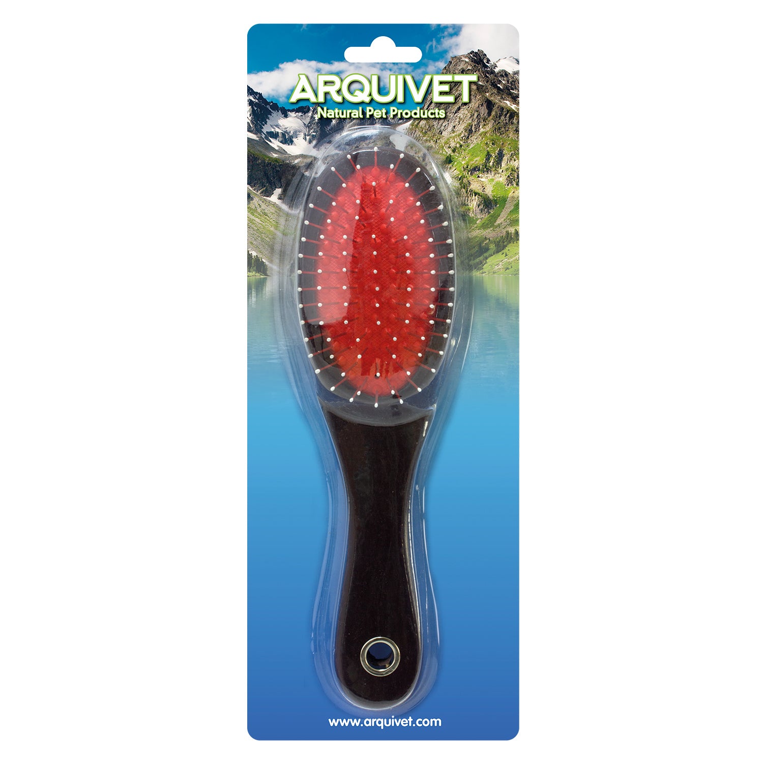 arquivet-brosse-double-bois-chien-22-cm-poils-morts-puces image 2