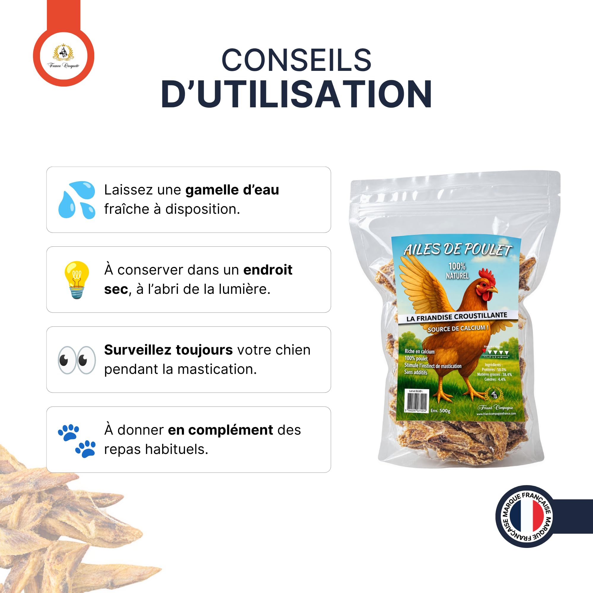 france-croquettes-ailes-poulet-s-ch-es-friandise-chien-100-poulet image 6