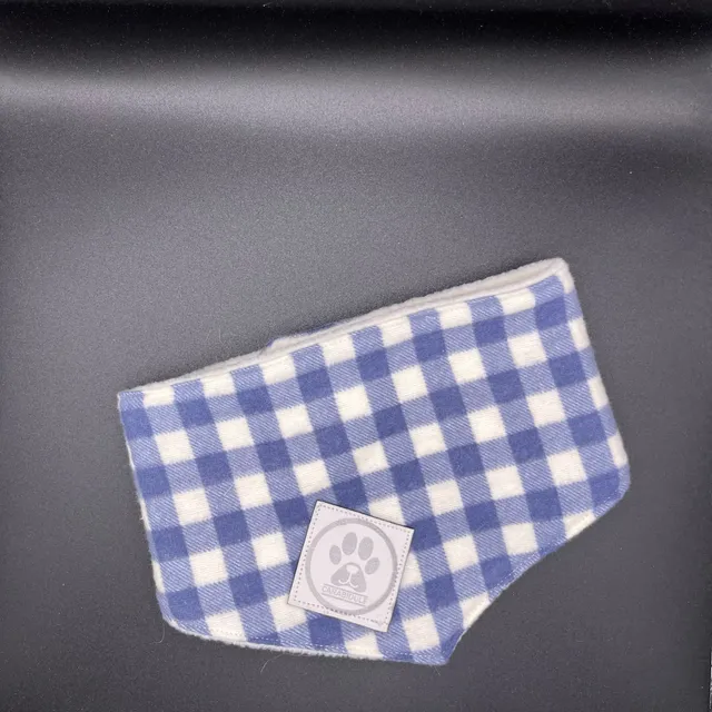 carabidule-douillet-bandana-chien-hiver-carreaux-bleu-polaire image 1