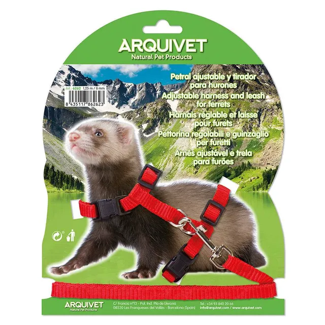 arquivet-transport-harnais-furet-laisse-1-25-m-8-mm-couleur image 1