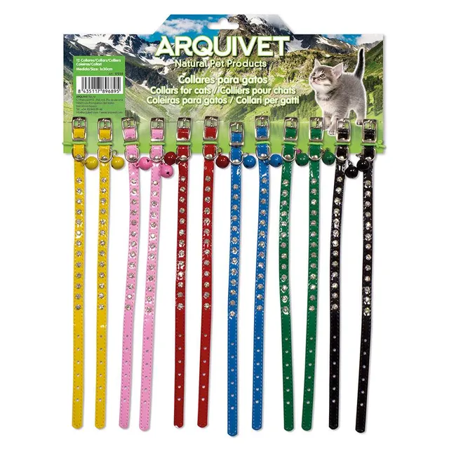 arquivet-collier-chat-strass-lot-12-couleurs-30-cm image 1