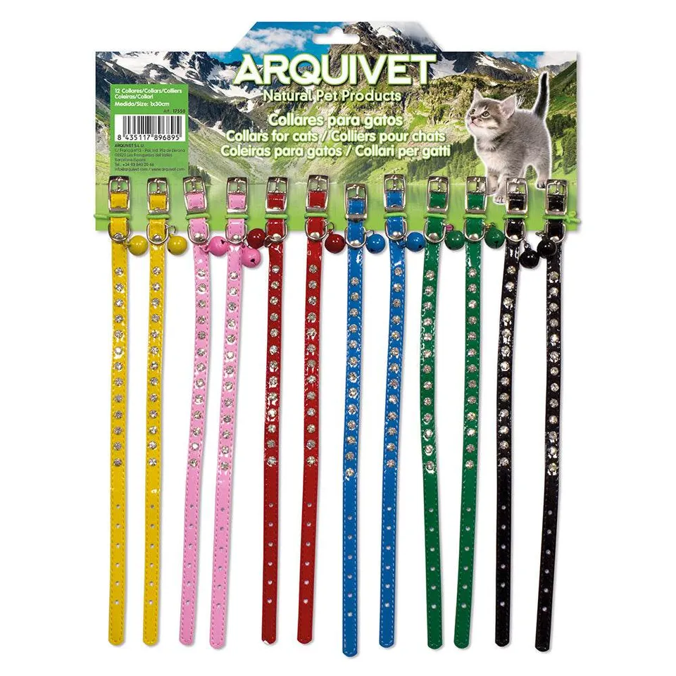 arquivet-collier-chat-strass-lot-12-couleurs-30-cm image 1