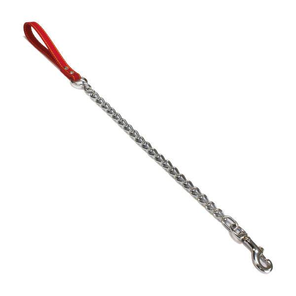 arquivet-laisse-m-tal-chien-poign-e-cuir-rouge-40cm image 1