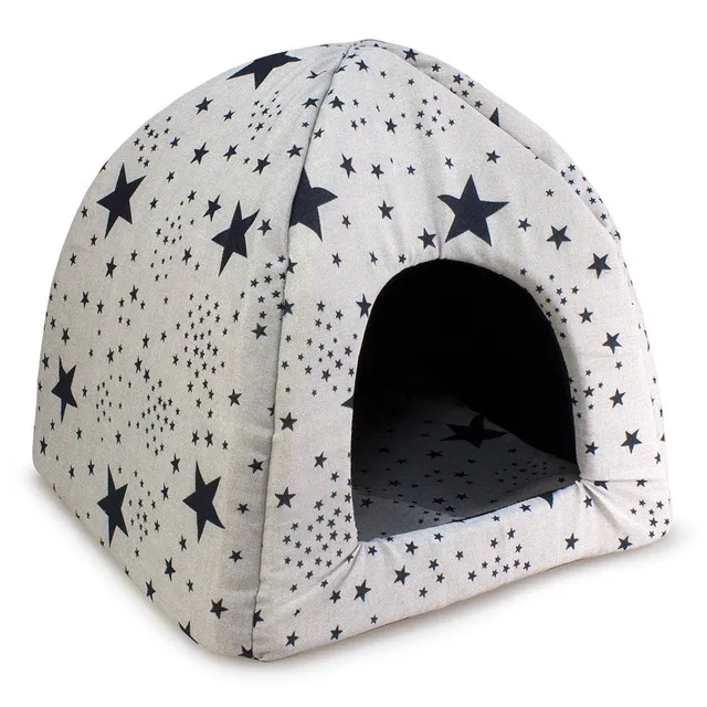 arquivet-igloo-imprim-panier-chien-40x40x45-cm-toiles-noires image 1