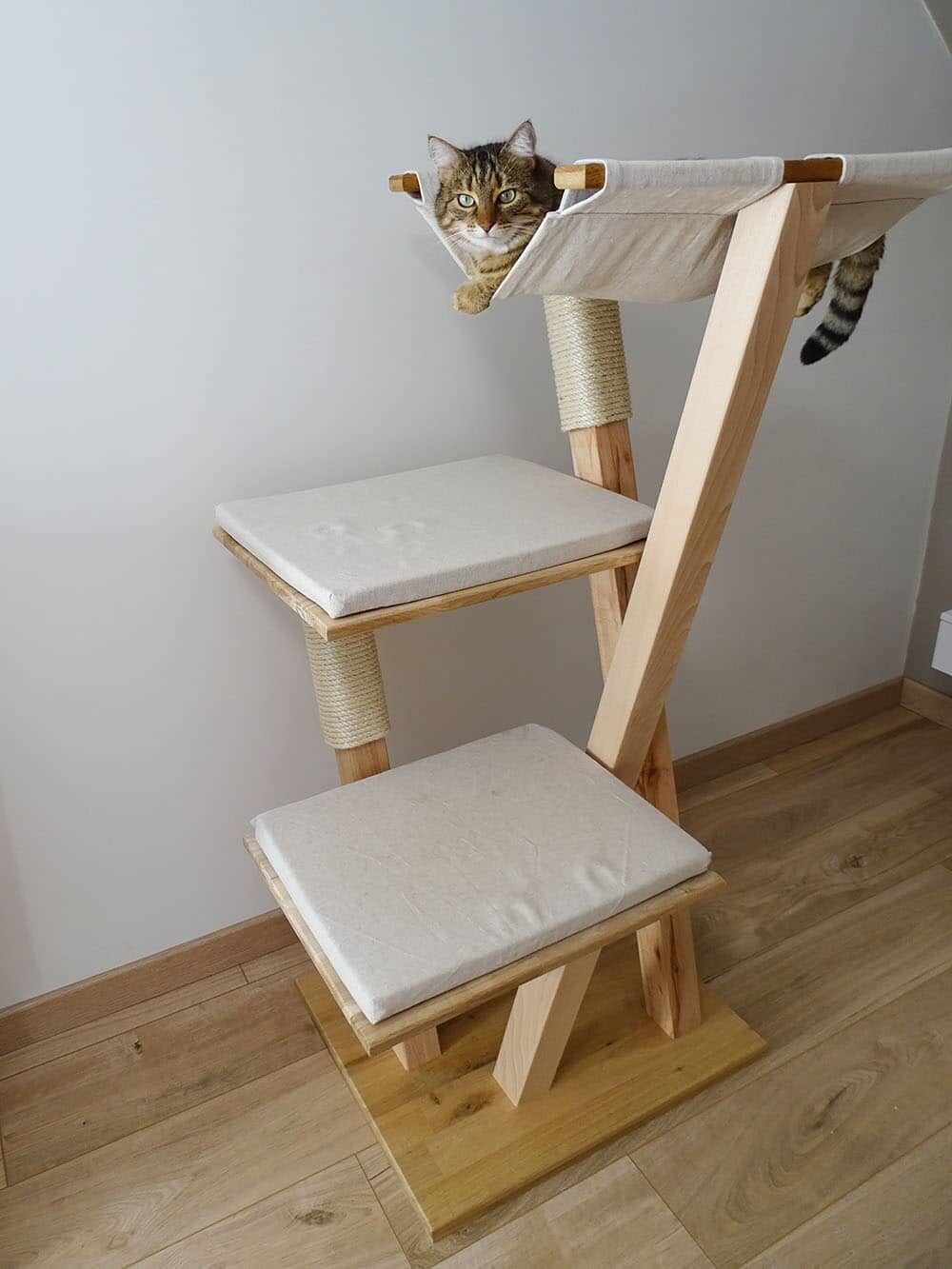 chat-perch-belladone-arbre-chat-bois-130cm-hamac-50x40cm image 2