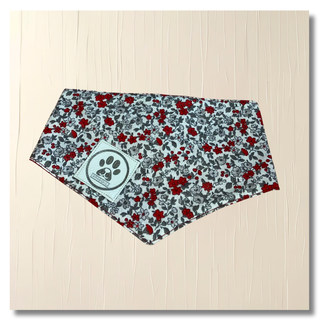 carabidule-flower-bandana-chien-r-versible-rouge-coton-taille-s image 1