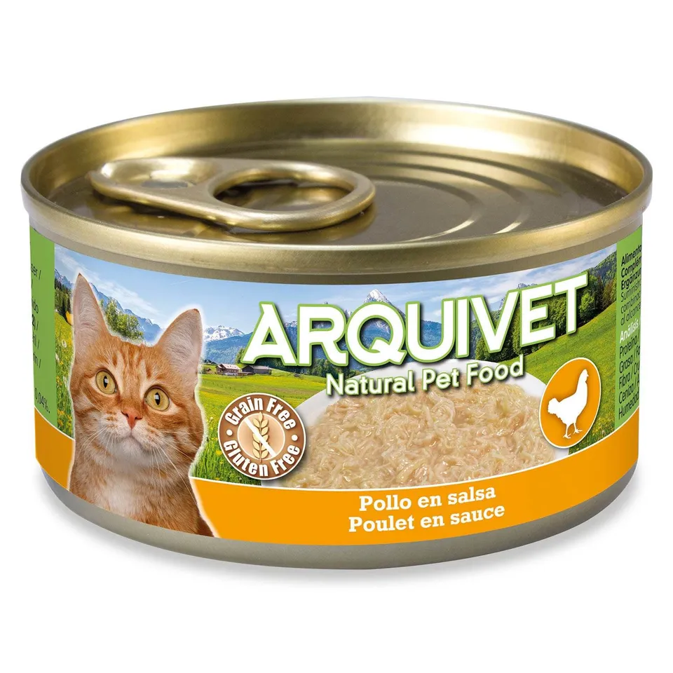 arquivet-mini-fillets-p-t-e-chat-poulet-en-sauce-80-g-sans-c-r-ales image 1