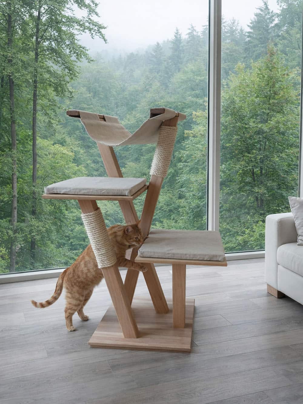 chat-perch-arbre-chat-en-bois-carline-hamac-120-cm image 2