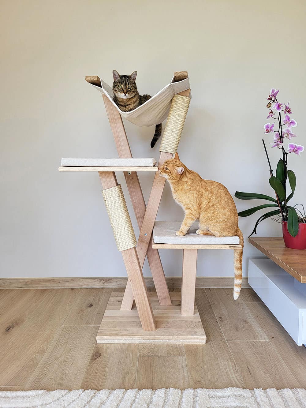 chat-perch-arbre-chat-en-bois-carline-hamac-120-cm image 1