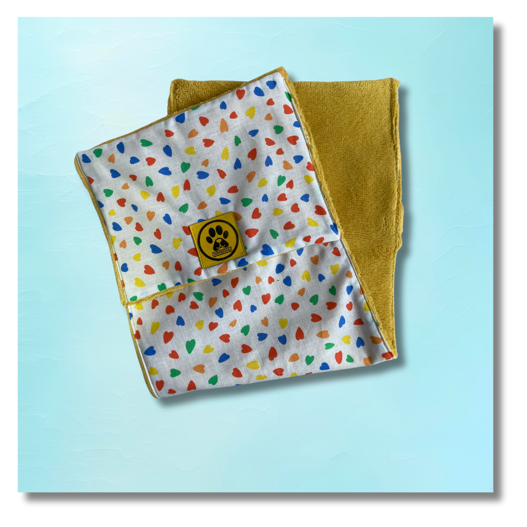 carabidule-serviettes-essuie-pattes-petit-coeur-jaune-serviette-bambou image 2