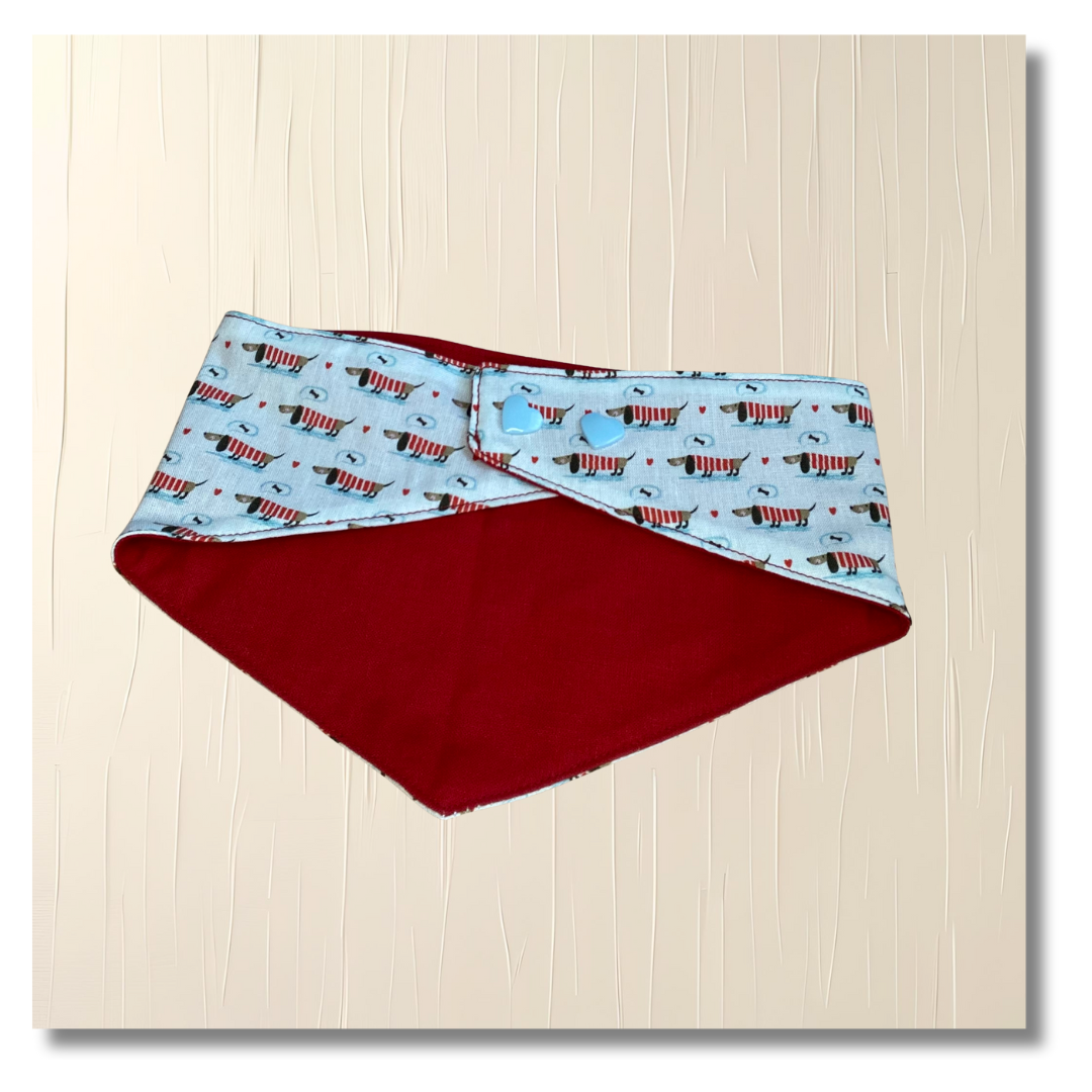 carabidule-les-l-gers-bandana-chien-dashhund-rouge-r-versible-l image 2