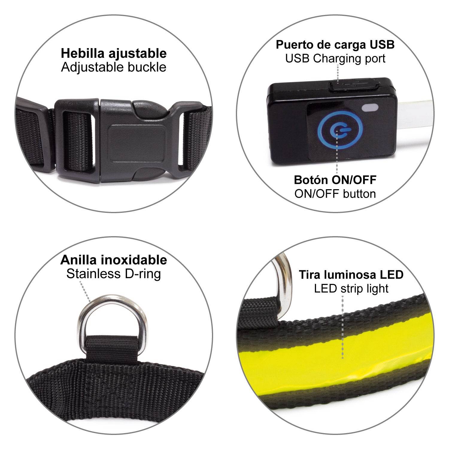 arquivet-collier-led-lumineux-jaune-chien-s-28-40-cm image 2